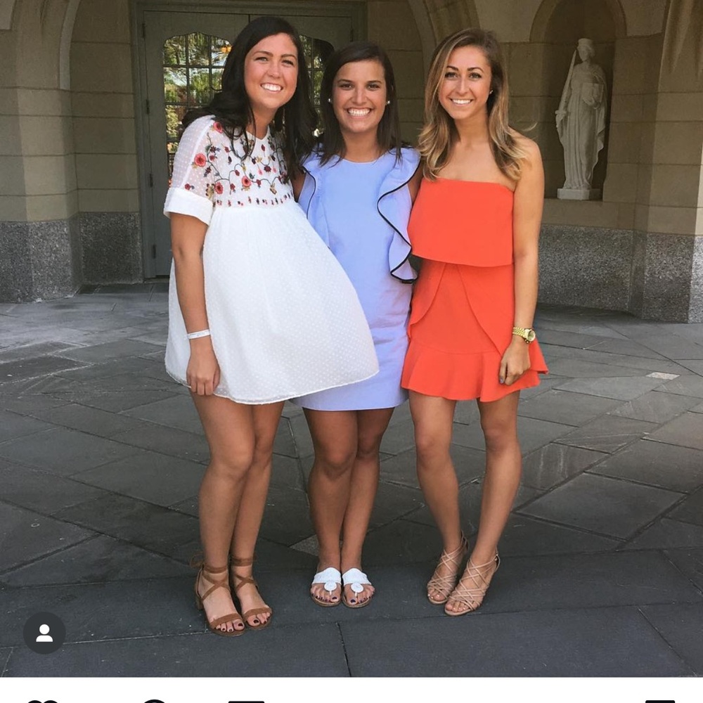 Bcbg orange strapless dress